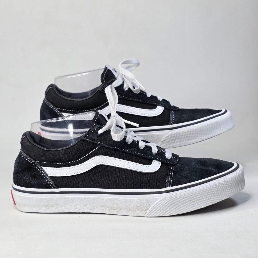 Vans Ward Sneakers Youth Size 6 Black White Suede Canvas Low Top Skate Shoes